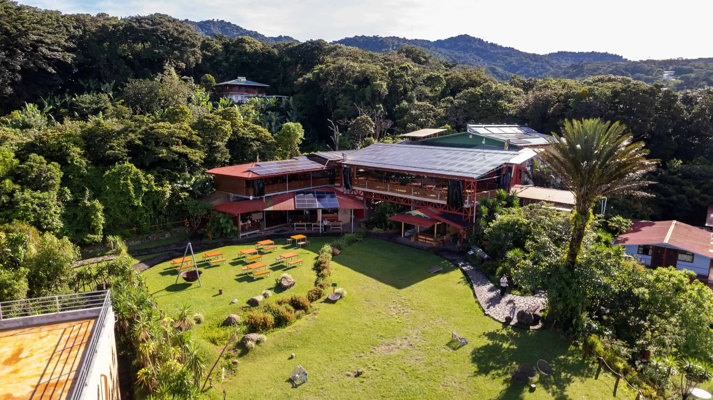 Aerial view of Valle Escondido nature reserve in Monteverde